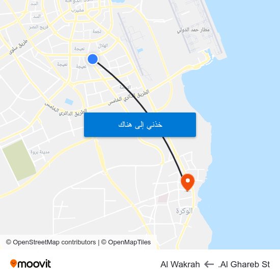 Al Ghareb St. to Al Wakrah map