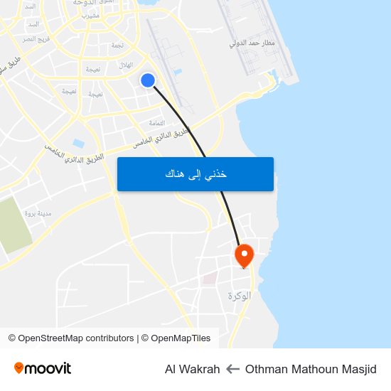 Othman Mathoun Masjid to Al Wakrah map
