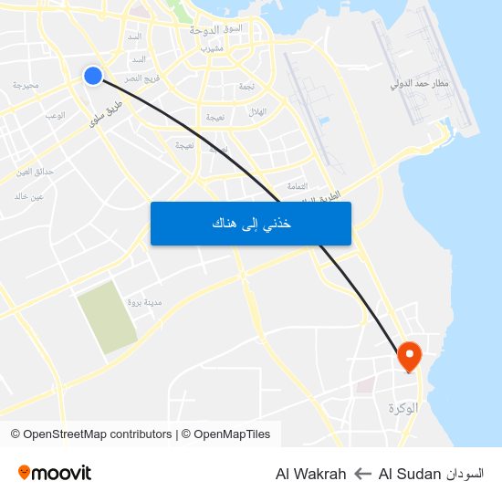السودان Al Sudan to Al Wakrah map