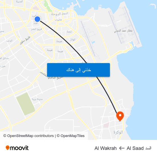 السد Al Saad to Al Wakrah map
