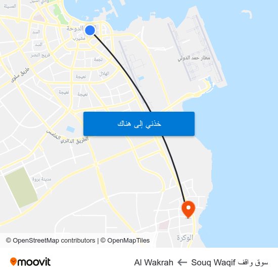 سوق واقف Souq Waqif to Al Wakrah map