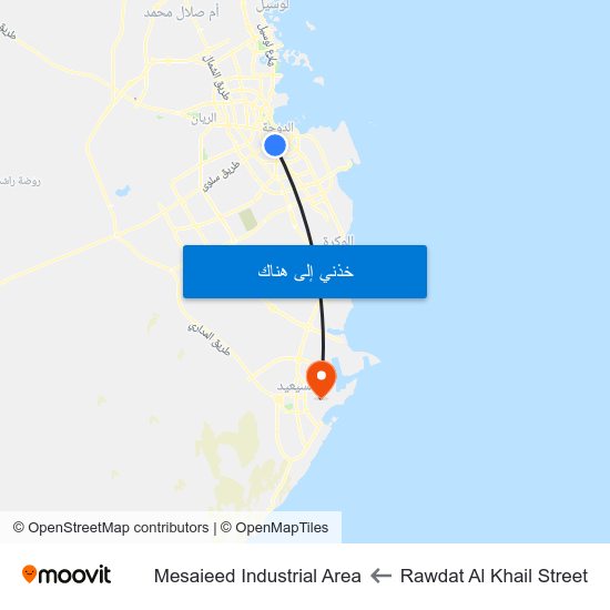 Rawdat Al Khail Street to Mesaieed Industrial Area map