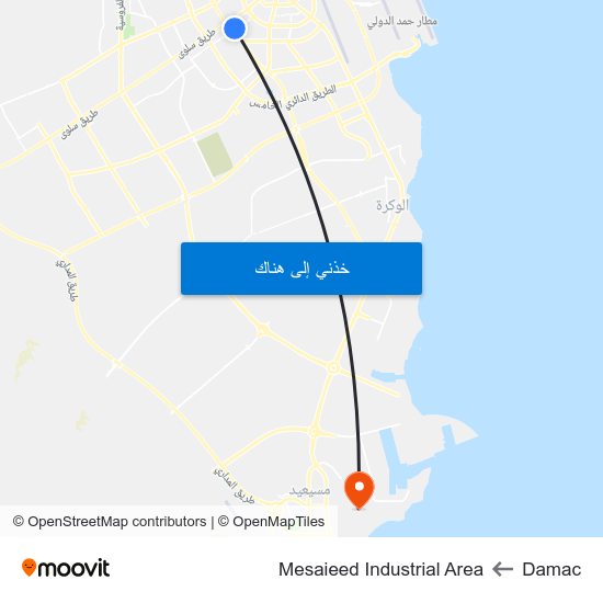 Damac to Mesaieed Industrial Area map