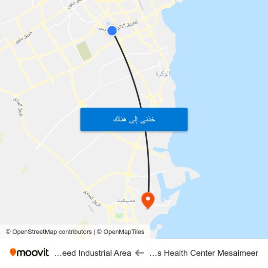 Workers Health Center Mesaimeer to Mesaieed Industrial Area map