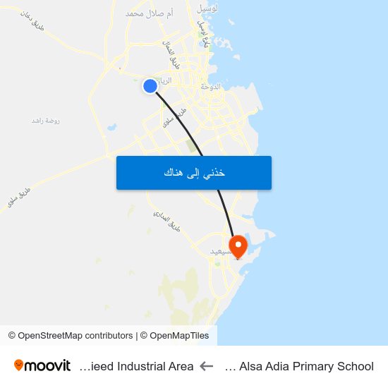 Halima Alsa Adia Primary School to Mesaieed Industrial Area map
