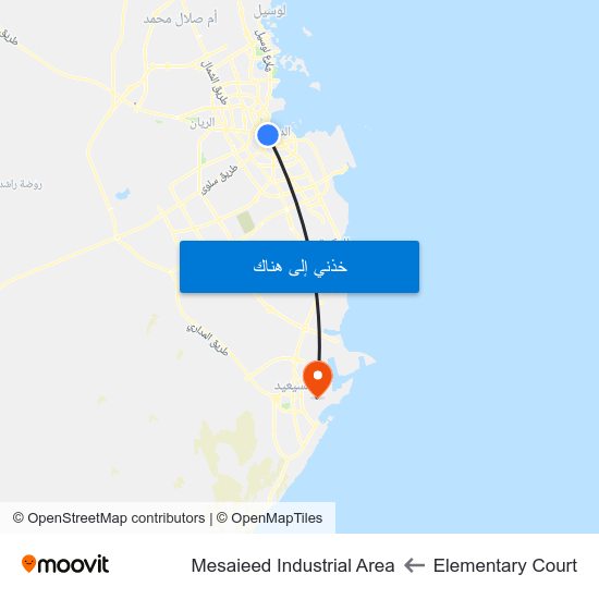 Elementary Court to Mesaieed Industrial Area map
