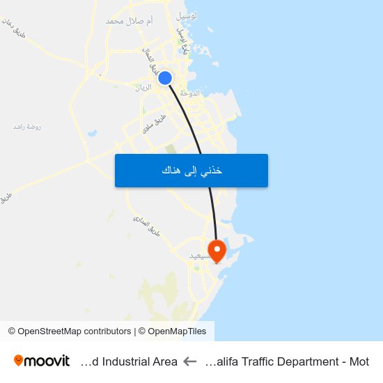 Madinat Khalifa Traffic Department - Mot to Mesaieed Industrial Area map