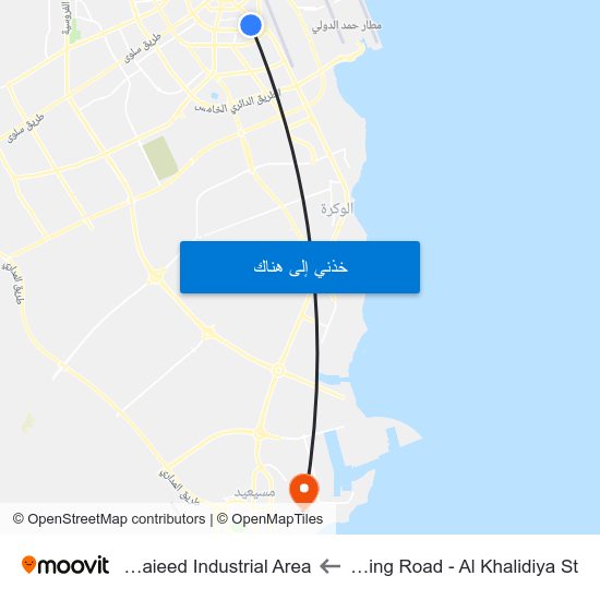 C Ring Road - Al Khalidiya St to Mesaieed Industrial Area map