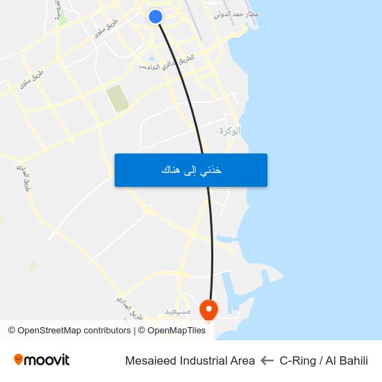 C-Ring / Al Bahili to Mesaieed Industrial Area map