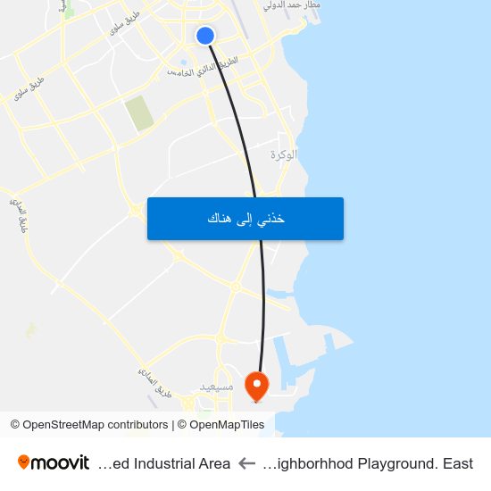 Nuaija Neighborhhod Playground. East to Mesaieed Industrial Area map