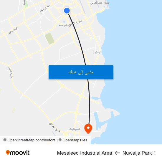 Nuwaija Park 1 to Mesaieed Industrial Area map