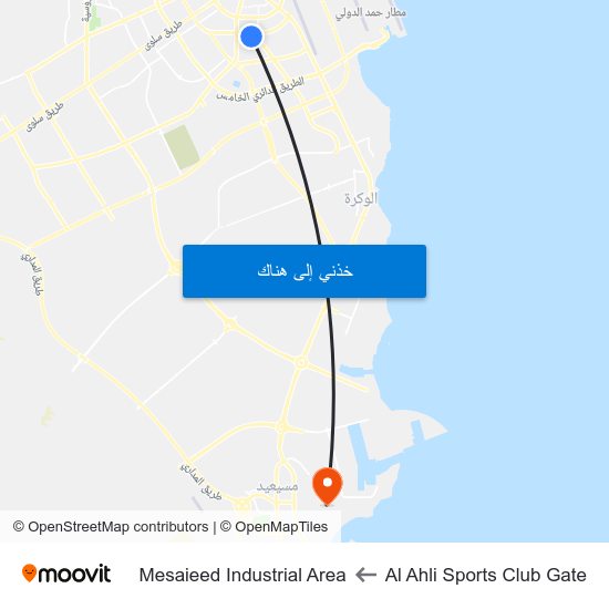 Al Ahli Sports Club Gate to Mesaieed Industrial Area map