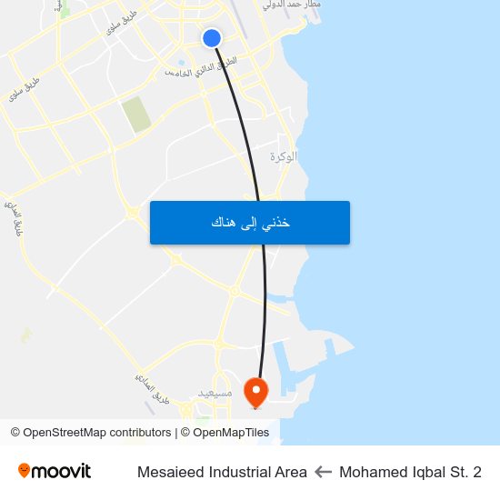 Mohamed Iqbal St. 2 to Mesaieed Industrial Area map