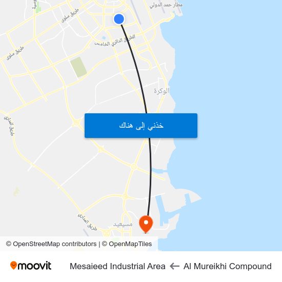 Al Mureikhi Compound to Mesaieed Industrial Area map