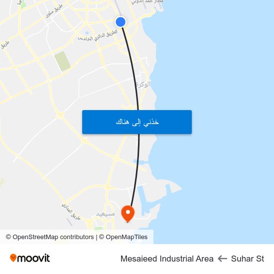 Suhar St to Mesaieed Industrial Area map