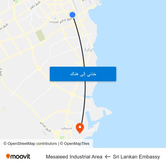 Sri Lankan Embassy to Mesaieed Industrial Area map