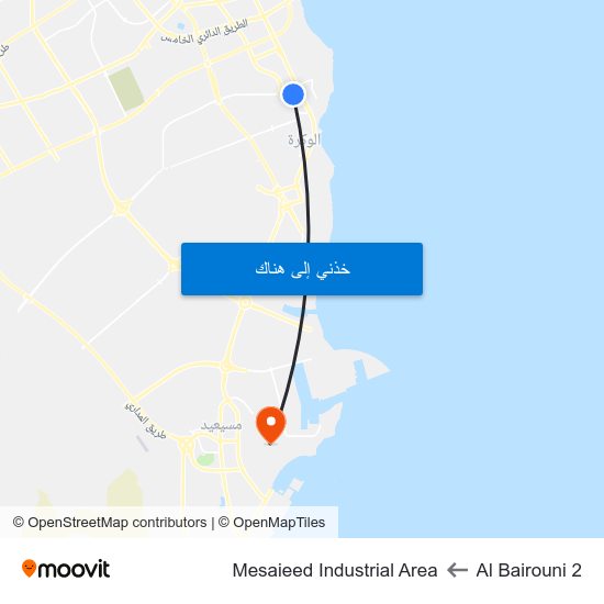 Al Bairouni 2 to Mesaieed Industrial Area map