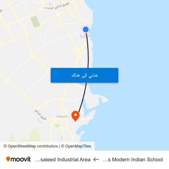 Dps Modern Indian School to Mesaieed Industrial Area map