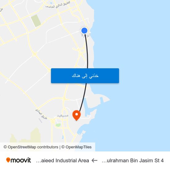 Abdulrahman Bin Jasim St 4 to Mesaieed Industrial Area map