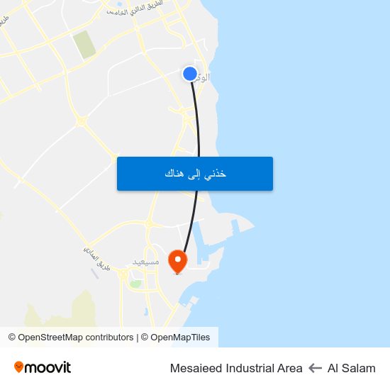 Al Salam to Mesaieed Industrial Area map