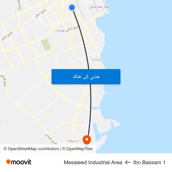 Ibn Bassam 1 to Mesaieed Industrial Area map