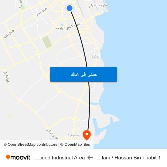 Al Salam / Hassan Bin Thabit 1 to Mesaieed Industrial Area map