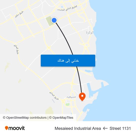 Street 1131 to Mesaieed Industrial Area map