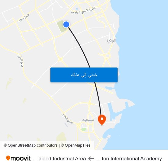 Newton International Academy to Mesaieed Industrial Area map