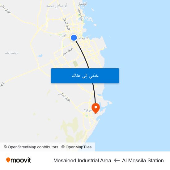 Al Messila Station to Mesaieed Industrial Area map