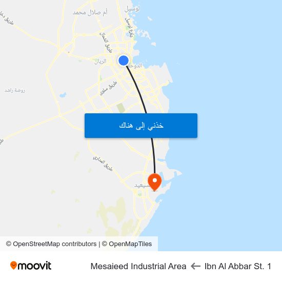 Ibn Al Abbar St. 1 to Mesaieed Industrial Area map