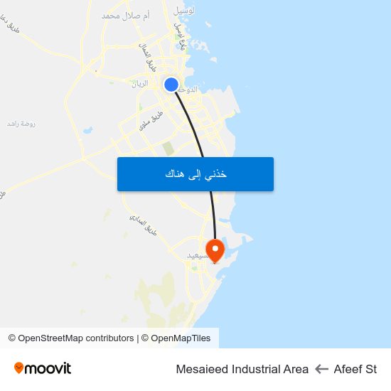 Afeef St to Mesaieed Industrial Area map