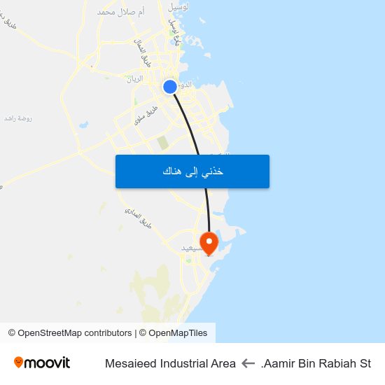 Aamir Bin Rabiah St. to Mesaieed Industrial Area map