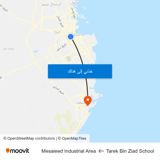 Tarek Bin Ziad School to Mesaieed Industrial Area map