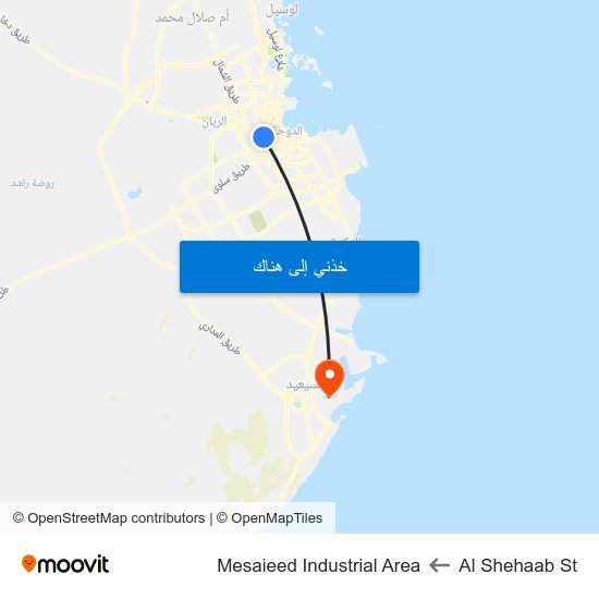 Al Shehaab St to Mesaieed Industrial Area map