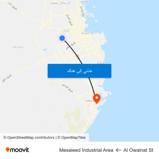 Al Owainat St to Mesaieed Industrial Area map