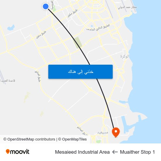 Muaither Stop 1 to Mesaieed Industrial Area map