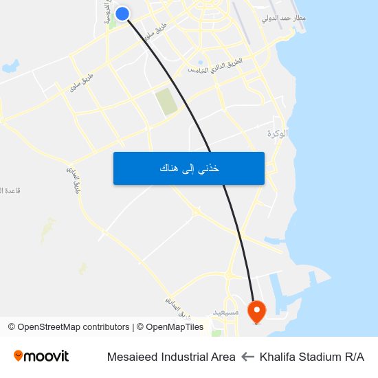 Khalifa Stadium R/A to Mesaieed Industrial Area map