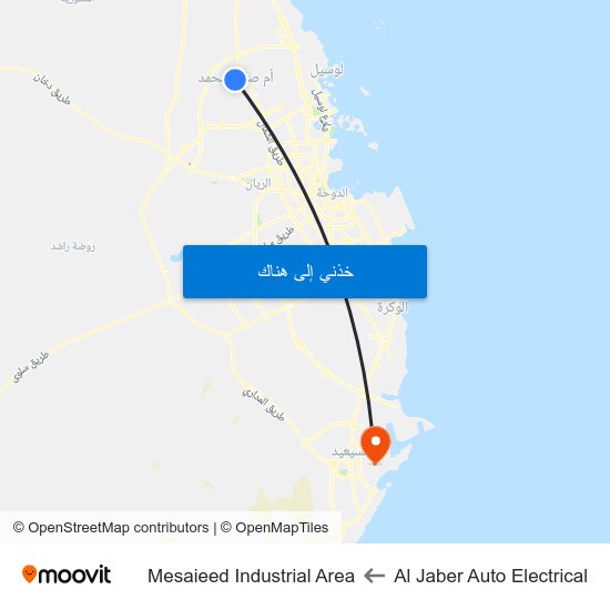 Al Jaber Auto Electrical to Mesaieed Industrial Area map