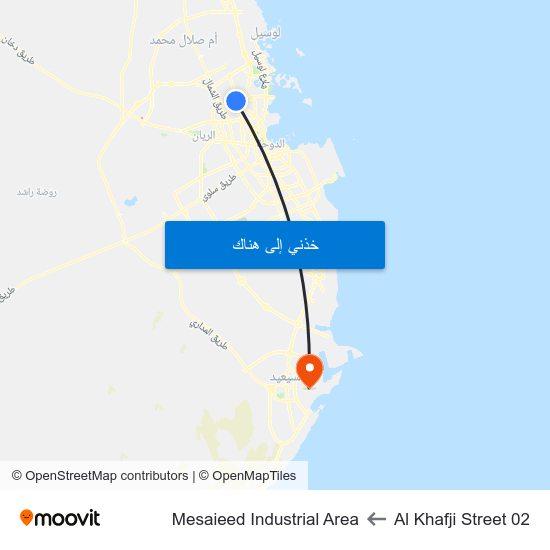 Al Khafji Street 02 to Mesaieed Industrial Area map