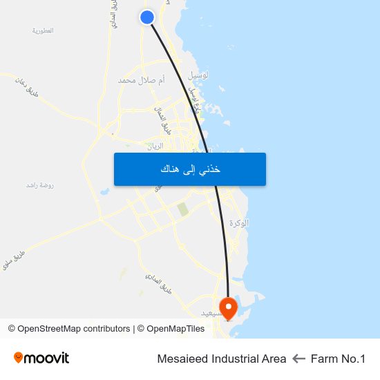 Farm No.1 to Mesaieed Industrial Area map