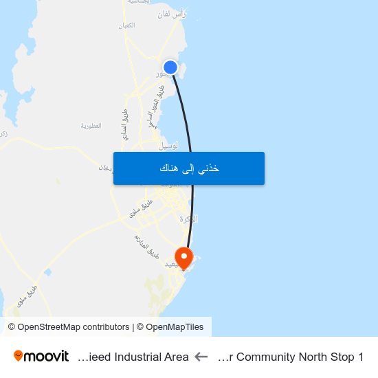 Al Khor Community North Stop 1 to Mesaieed Industrial Area map