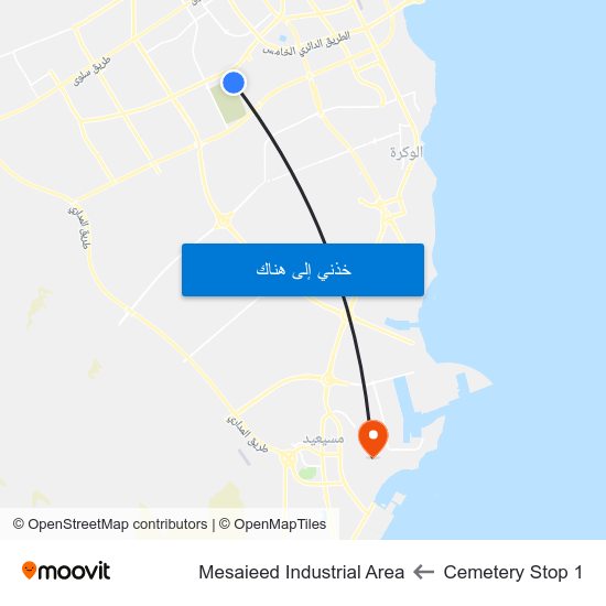 Cemetery Stop 1 to Mesaieed Industrial Area map