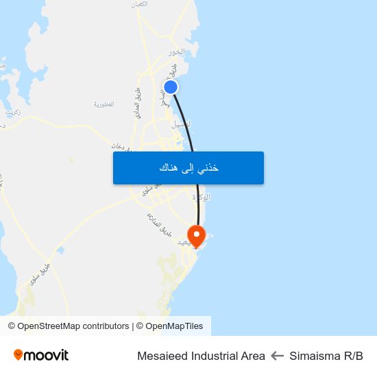 Simaisma R/B to Mesaieed Industrial Area map