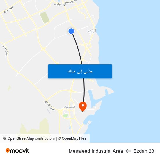 Ezdan 23 to Mesaieed Industrial Area map