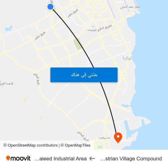 Equestrian Village Compound to Mesaieed Industrial Area map