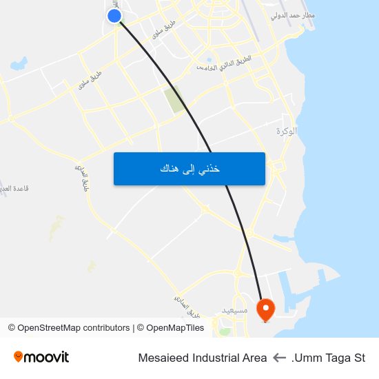 Umm Taga St. to Mesaieed Industrial Area map