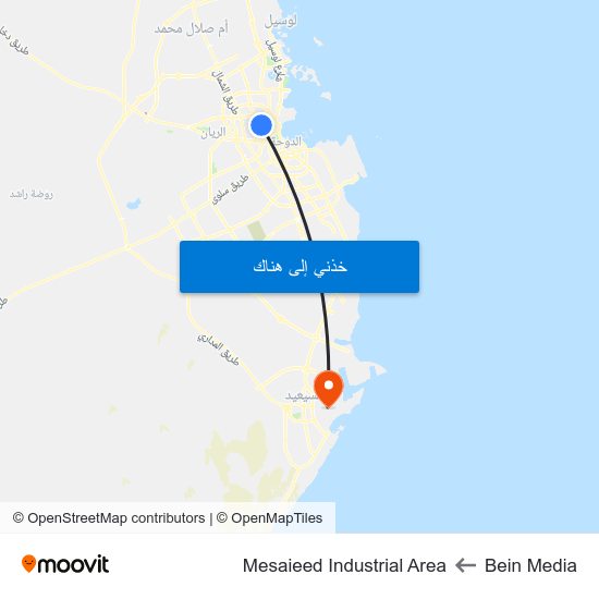 Bein Media to Mesaieed Industrial Area map