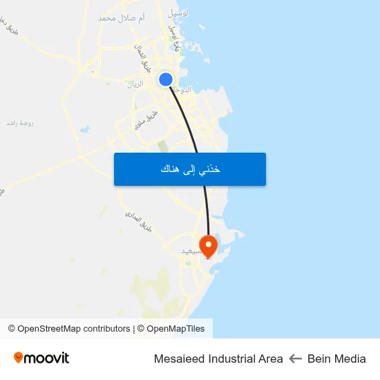 Bein Media to Mesaieed Industrial Area map
