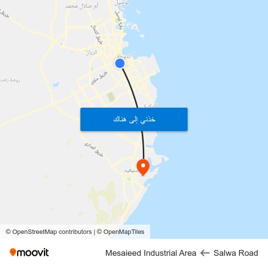 Salwa Road to Mesaieed Industrial Area map