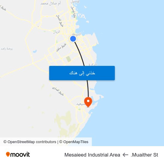 Muaither St. to Mesaieed Industrial Area map